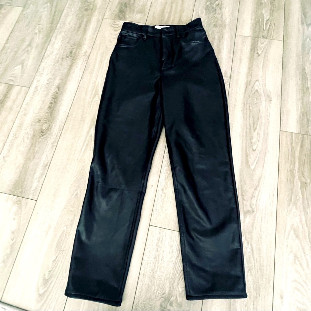 Abercrombie & Fitch Vegan Leather Ankle Straight Ultra High Rise  Pants Black 27